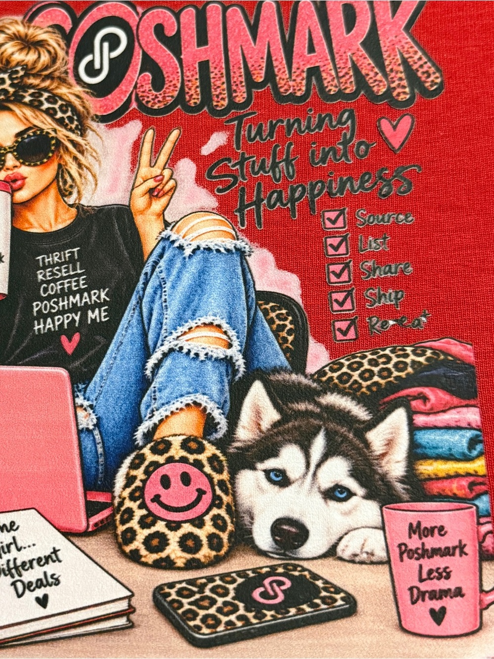 Groovy Girl -Poshmark Gildan Long Sleeve Tee Size Large Unisex DTF - Picture 5 of 7